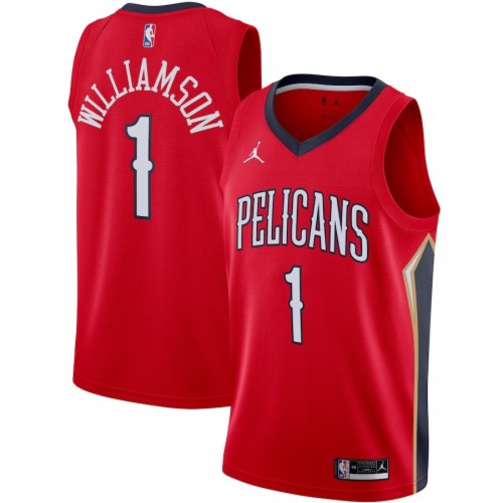 Men's New Orleans Pelicans Zion Williamson #1 Jordan Red 20/21 Jersey-Statement Edition-Pro Kit Vault | Brand New 26/27 Sports Jerseys